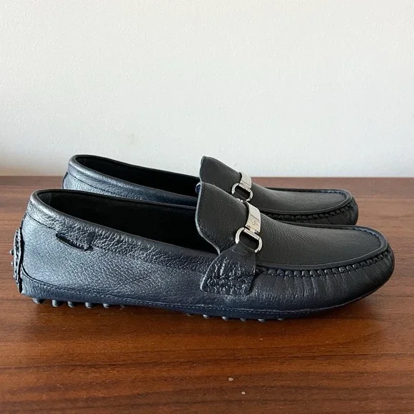 Cole Haan Horsebit Driving Loafers Navy Leather Slip On Mens Size 9.5M - Picture 2 of 9